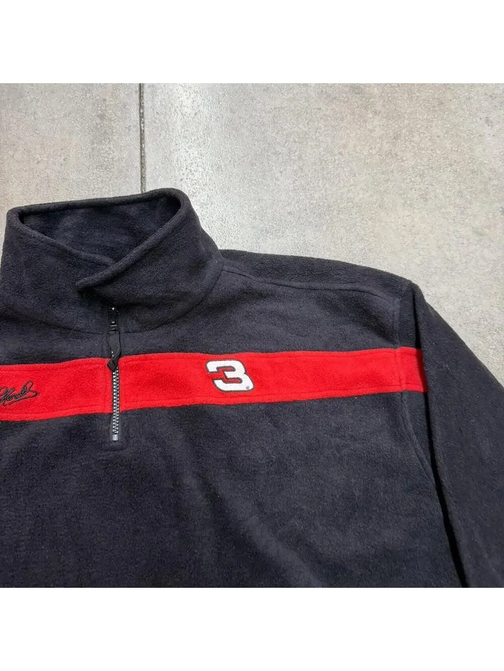 vintage dale earnhardt nascar racing black red quarter zip fleece jacket large